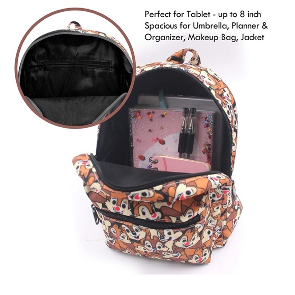 Chip & Dale All Over Print Small Nylon Bag Multipurpose Causal Daypack Mini Bag - Picture 6 of 7